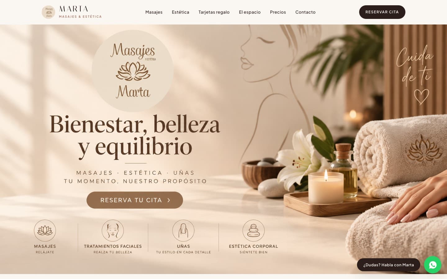Web de Centro de masajes, masajes y estética · cantabria