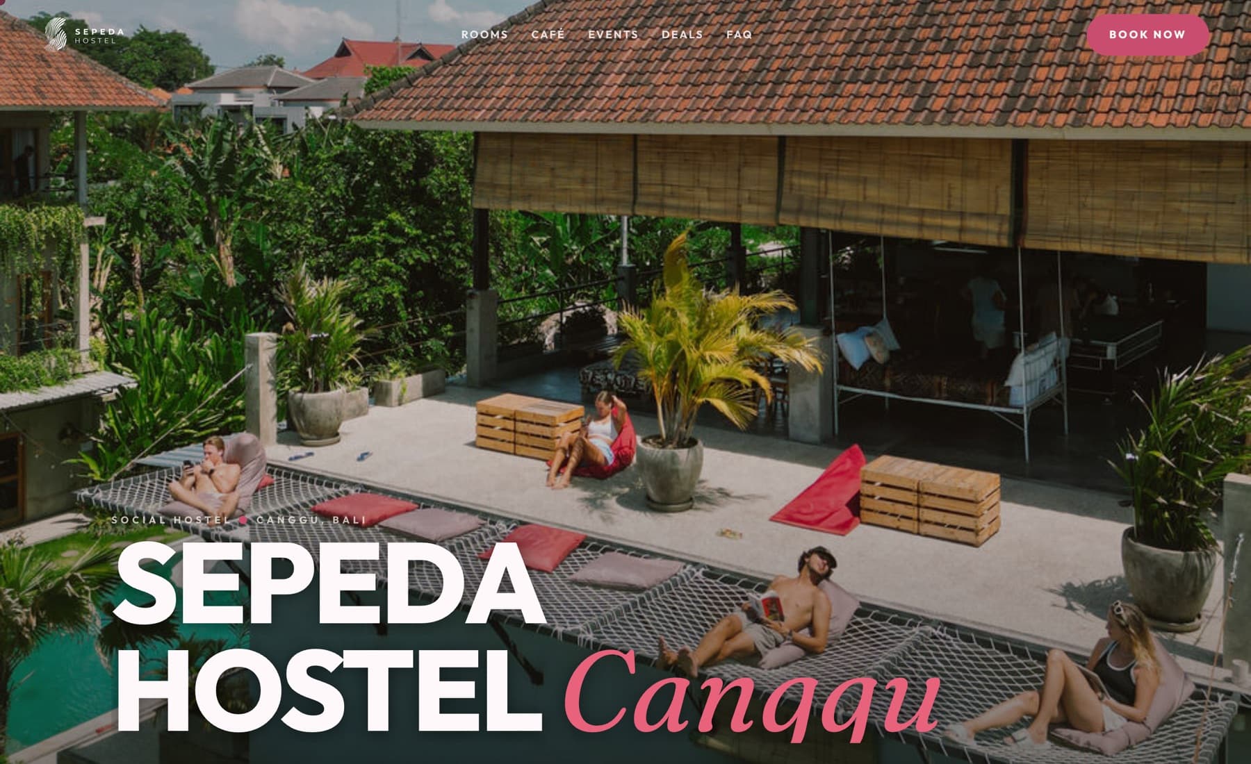 Web de Hostel boutique, alojamiento · bali